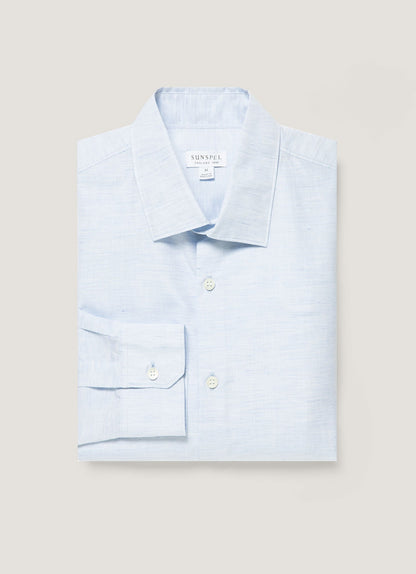 Mens Sea Island Cotton Linen Shirt In Light Blue Msht2125 Buud