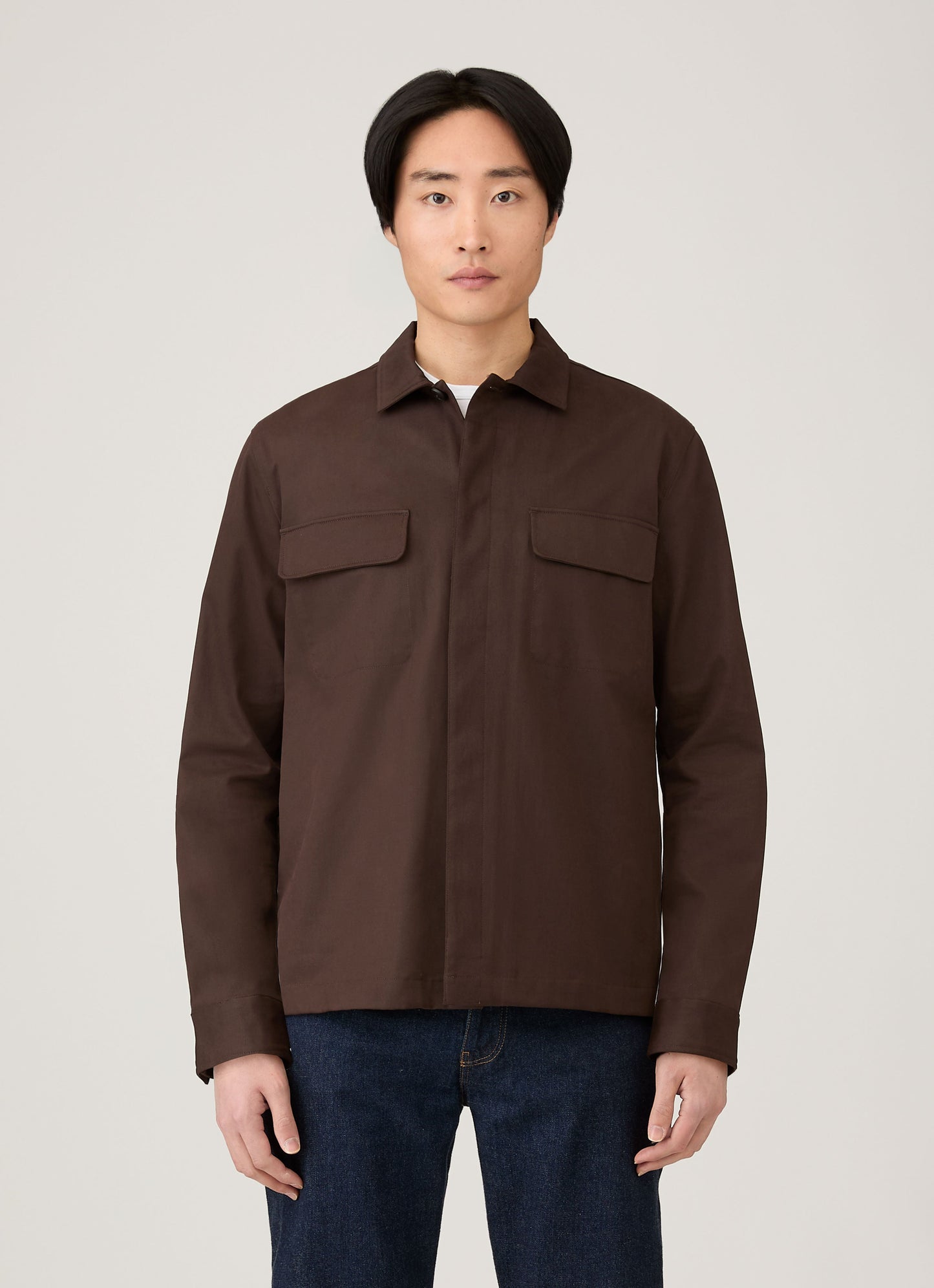 Mens Cotton Cashmere Overshirt In Truffle Msht2129 Brgd