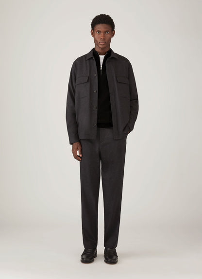 Mens Wool Cashmere Flannel Overshirt In Charcoal Melange Msht2137 Gyad