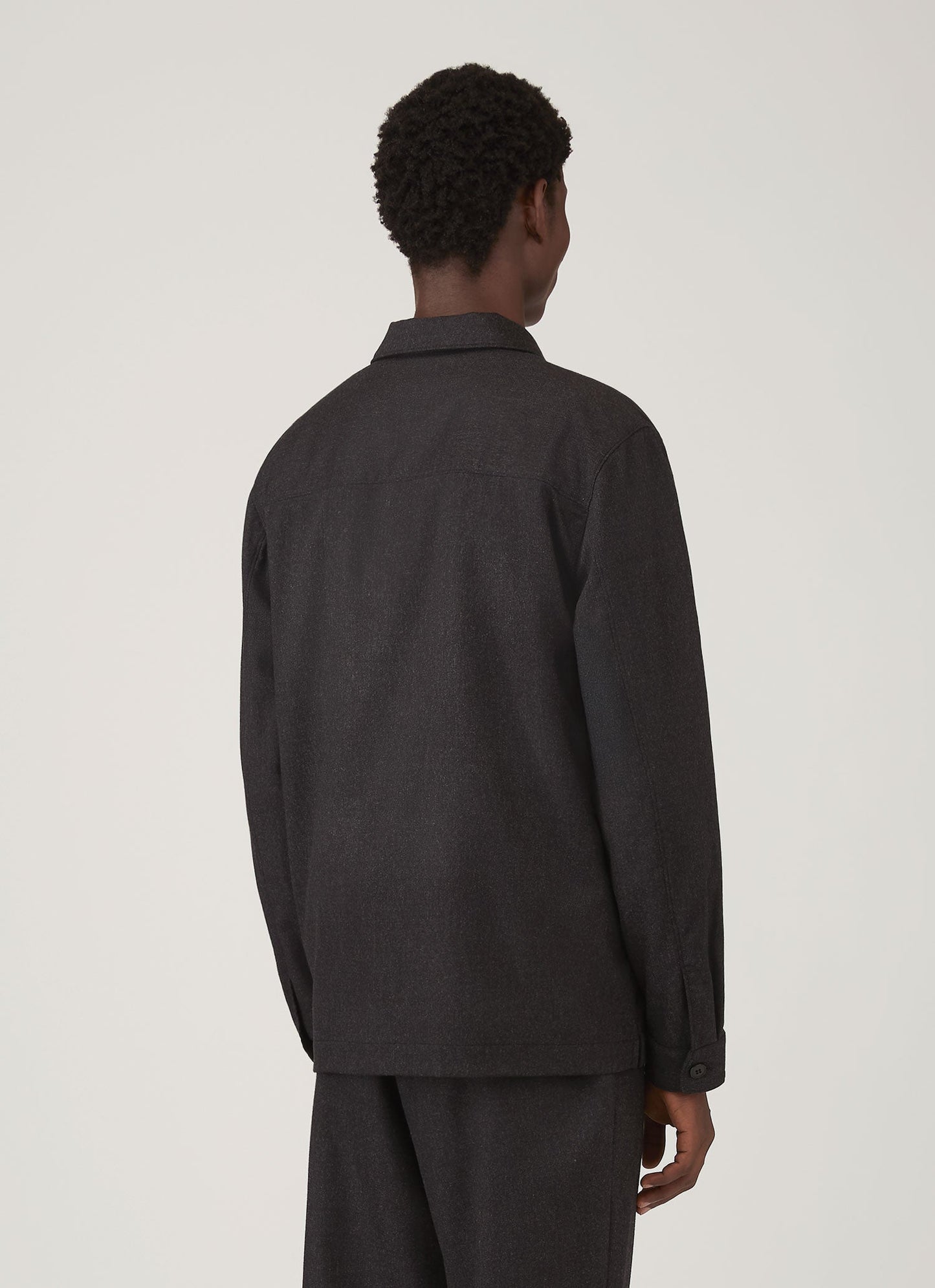 Mens Wool Cashmere Flannel Overshirt In Charcoal Melange Msht2137 Gyad