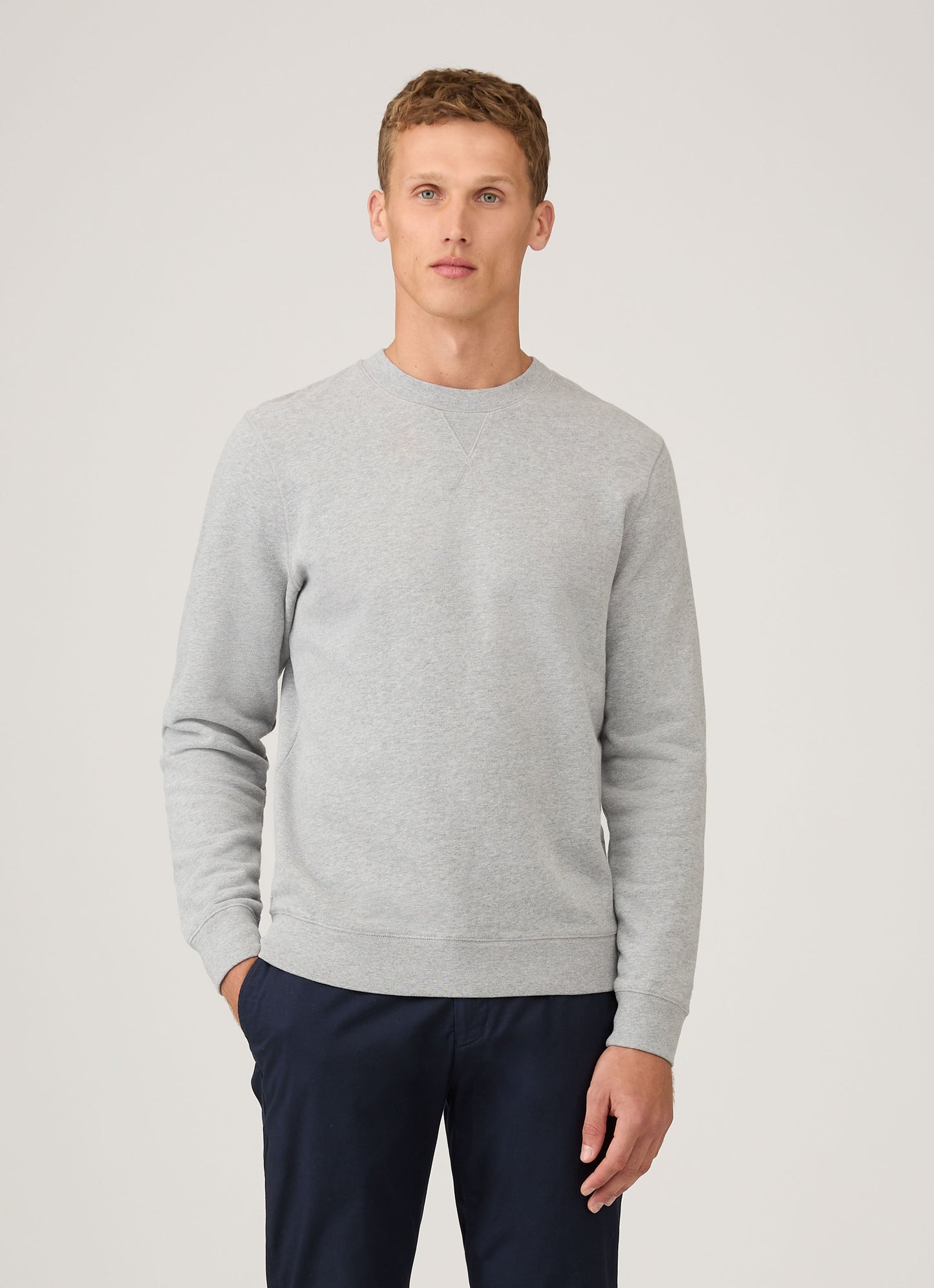 Mens Cotton Loopback Sweatshirt In Grey Melange Mswe1516