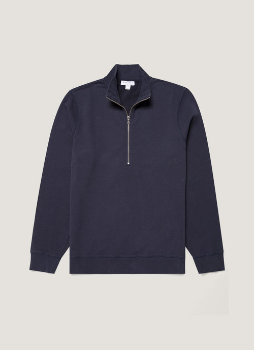 Mens Half Zip Loopback Sweatshirt Navy