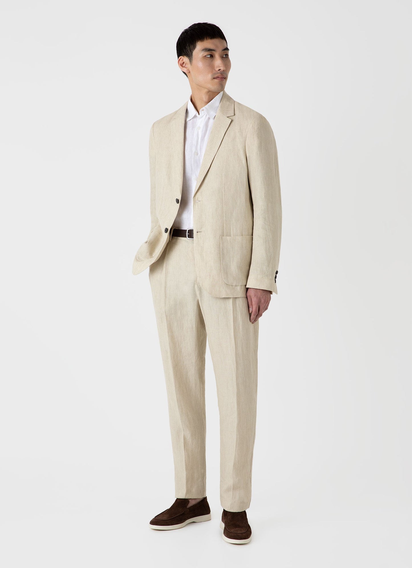 Mens Pleated Linen Trouser In Light Sand Mtrs3049 Brdv