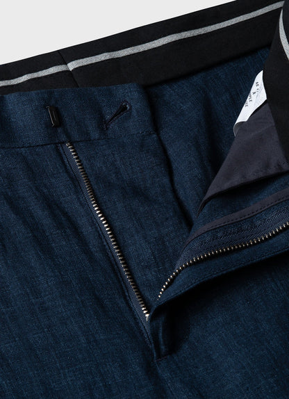 Men S Pleat Linen Trouser In Light Navy Mtrs3049 Buaf