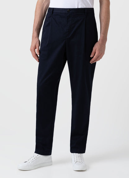 Men S Pleated Twill Trouser In Navy Mtrs3066 Buaa