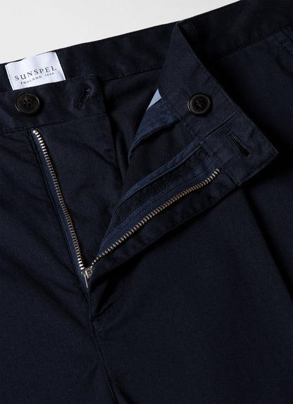 Men S Pleated Twill Trouser In Navy Mtrs3066 Buaa