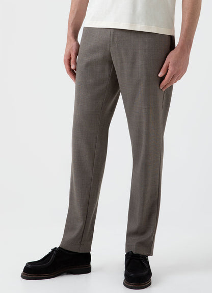 Mens Travel Wool Trouser In Dark Stone Melange Mtrs3089 Whhn
