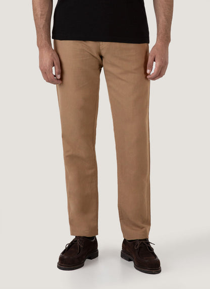 Mens Cotton Linen Trouser In Dark Tan Mtrs3103 Brdh