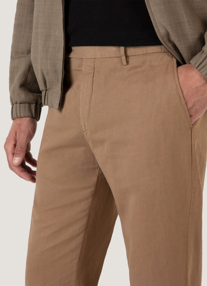 Mens Cotton Linen Trouser In Dark Tan Mtrs3103 Brdh