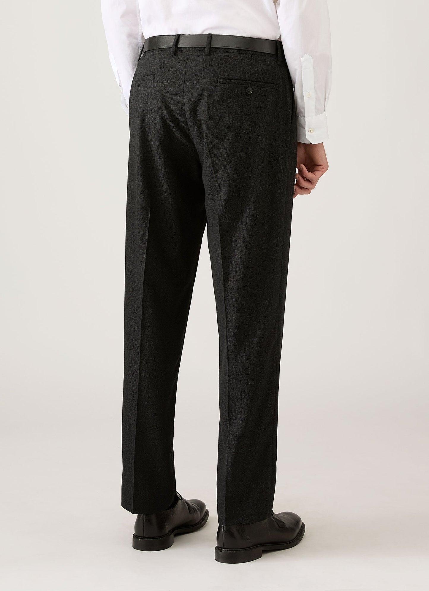 Mens Lightweight Travel Wool Trouser In Dark Charcoal Melange Mtrs3109 Gybg