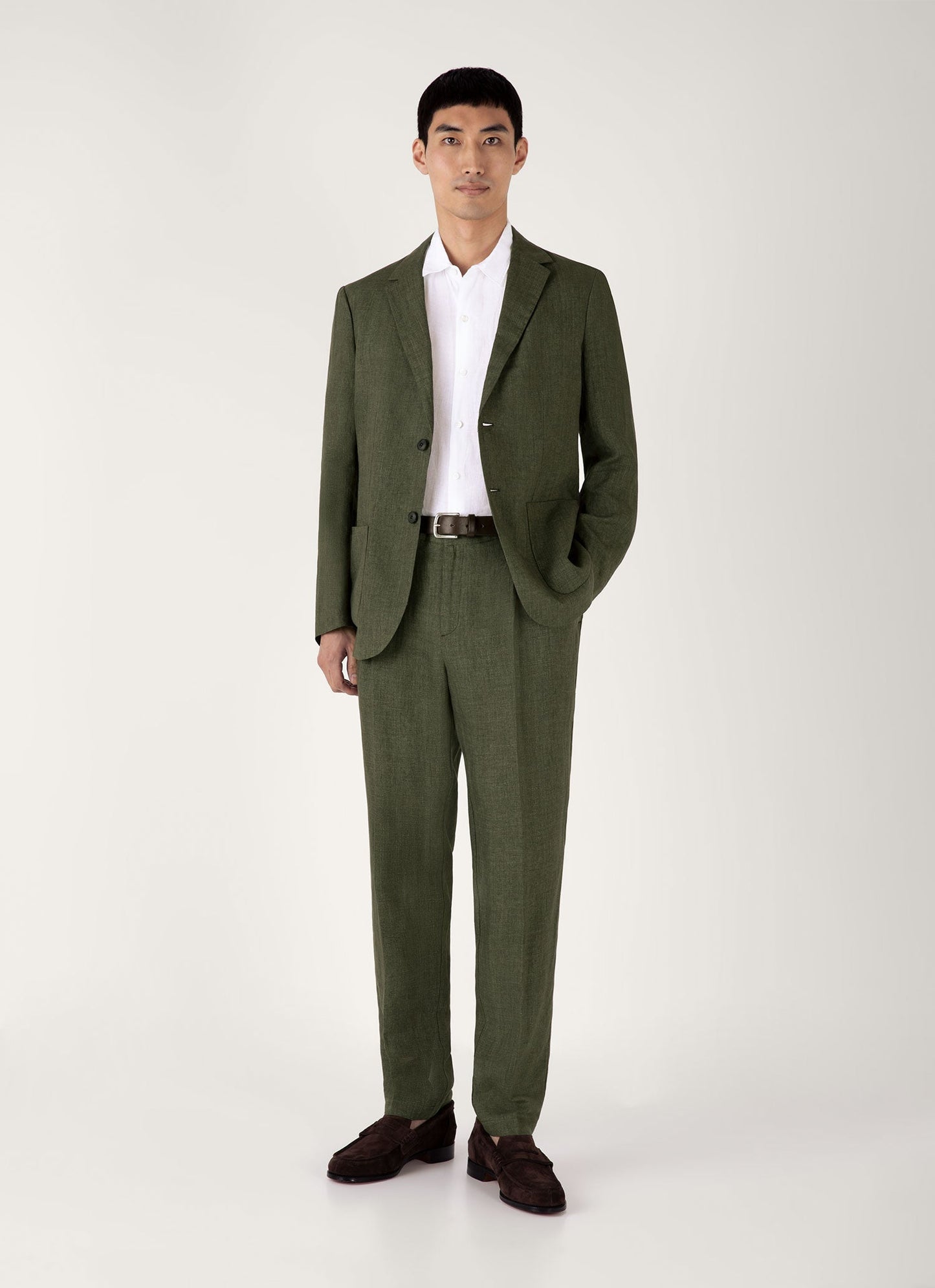 Mens Pleated Linen Trouser In Hunter Green Mtrs3115 Gngc
