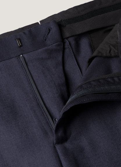 Mens Pleated Wool Twill Trouser In Navy Mtrs3122 Buaa