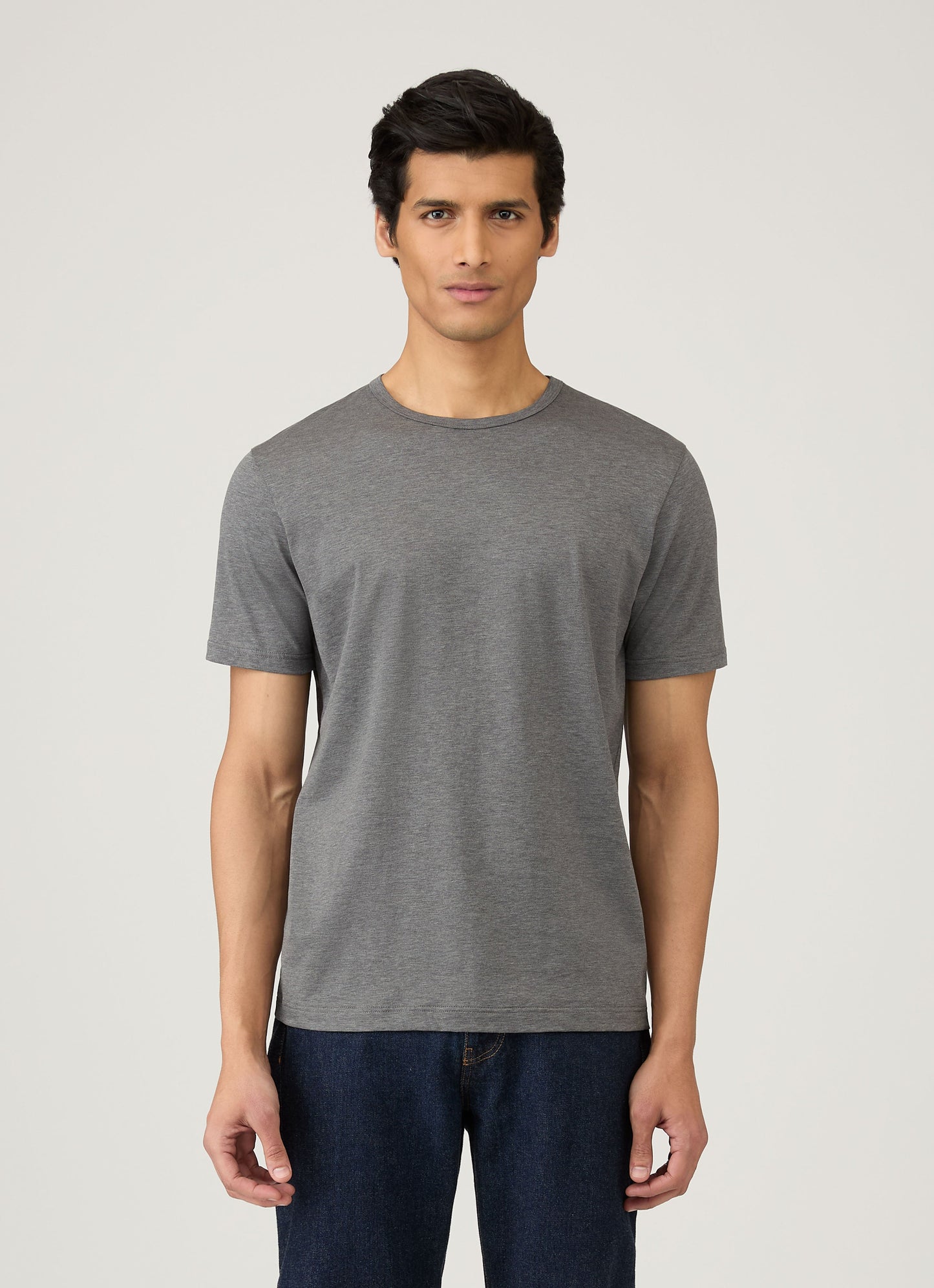 Short Sleeve Crew Neck T Shirt Charcoal Melange
