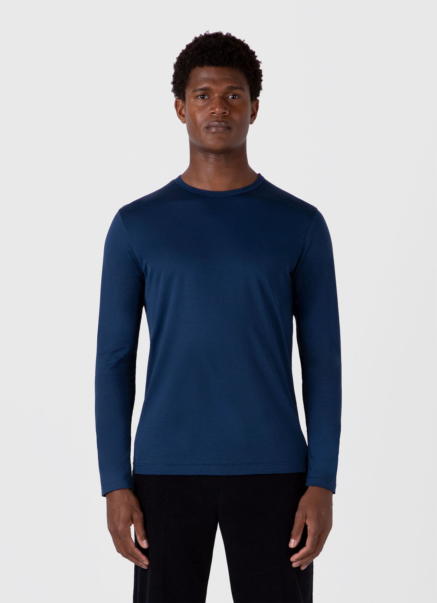 Mens Classic Long Sleeve Tshirt In Naval Blue Mtsh0003 Buvm