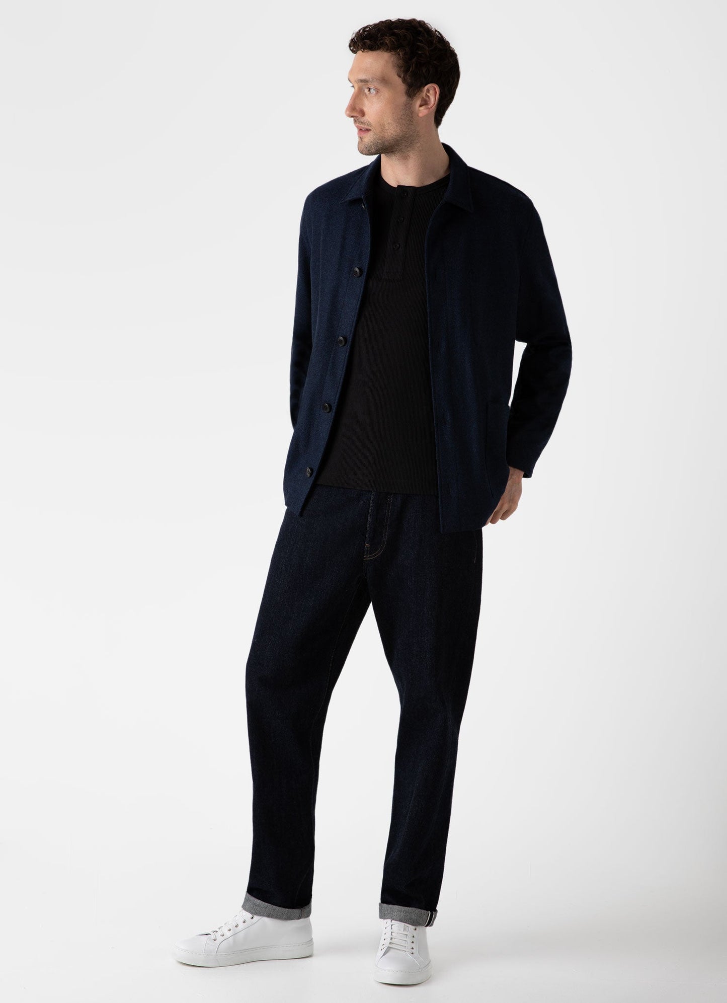 Mens Long Sleeve Waffle Henley In Black Mtsh0162 Bkaa