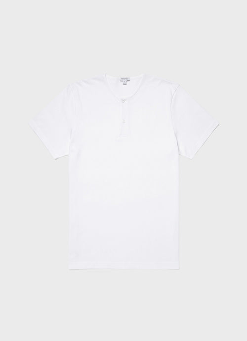Mens Riviera Henley In White Mtsh0177 Whaa