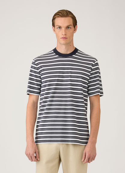 Men's Relaxed Fit Heavyweight T-shirt in White/Navy