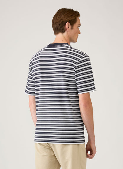 Men's Relaxed Fit Heavyweight T-shirt in White/Navy