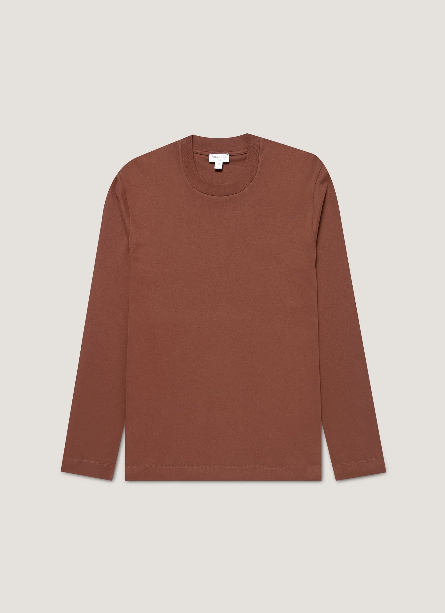 Mens Long Sleeve Heavyweight Tshirt In Conker Brown Mtsh0182 Brgl