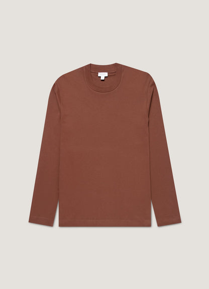 Mens Long Sleeve Heavyweight Tshirt In Conker Brown Mtsh0182 Brgl