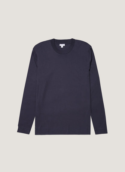 Mens Long Sleeve Heavyweight Tshirt In Navy Mtsh0182 Buaa