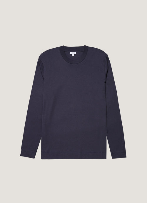 Mens Long Sleeve Heavyweight Tshirt In Navy Mtsh0182 Buaa