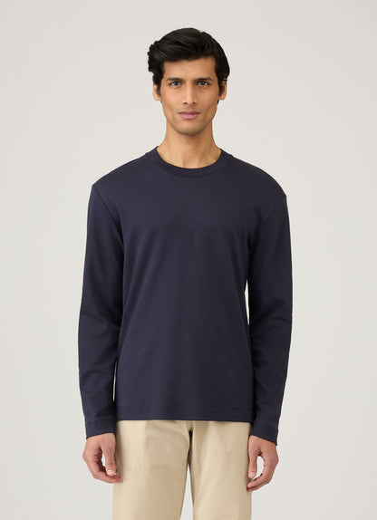 Mens Long Sleeve Heavyweight Tshirt In Navy Mtsh0182 Buaa