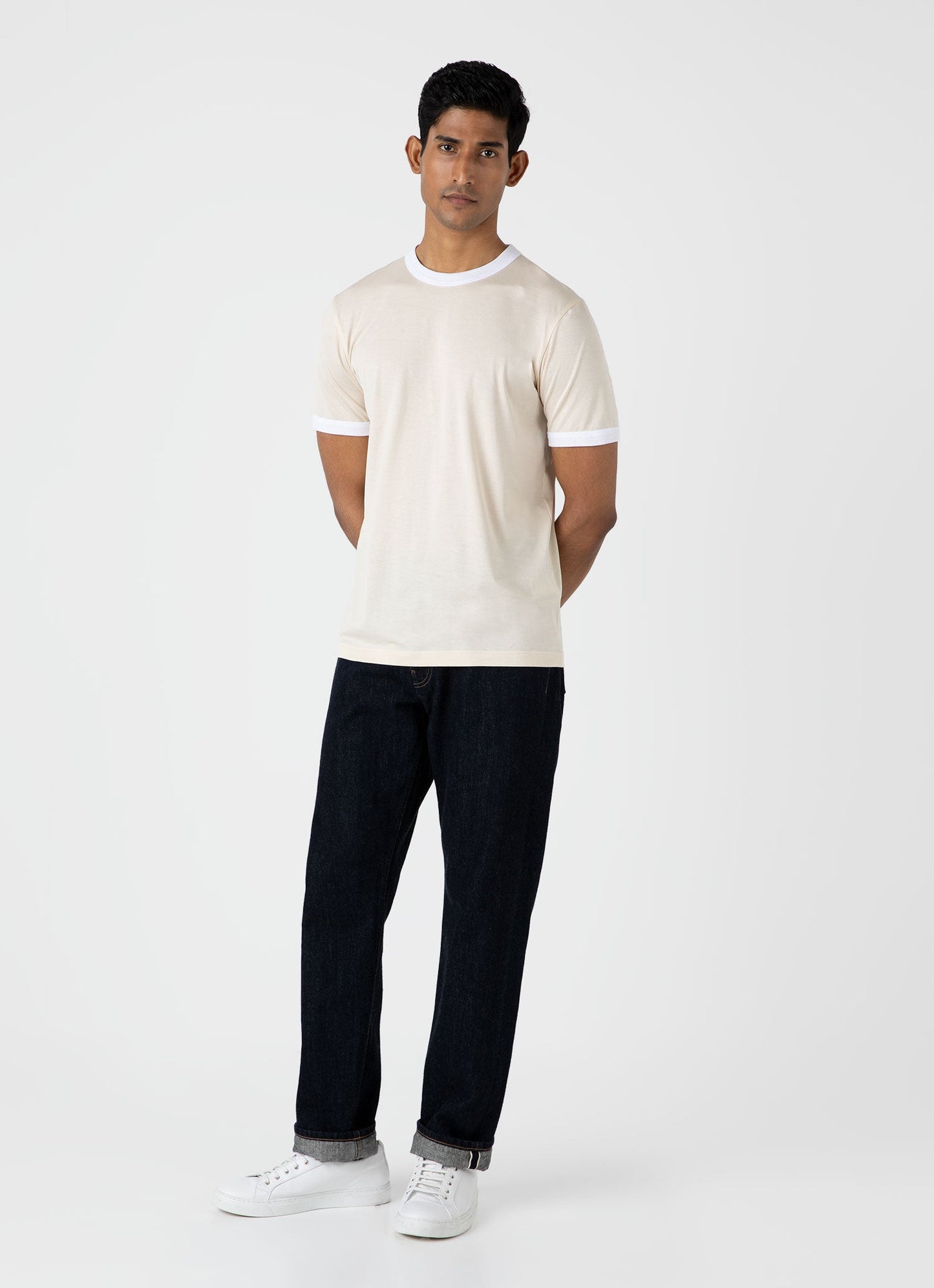 Mens Classic Ringer Tshirt In White Mpmtsh0186 Whaa