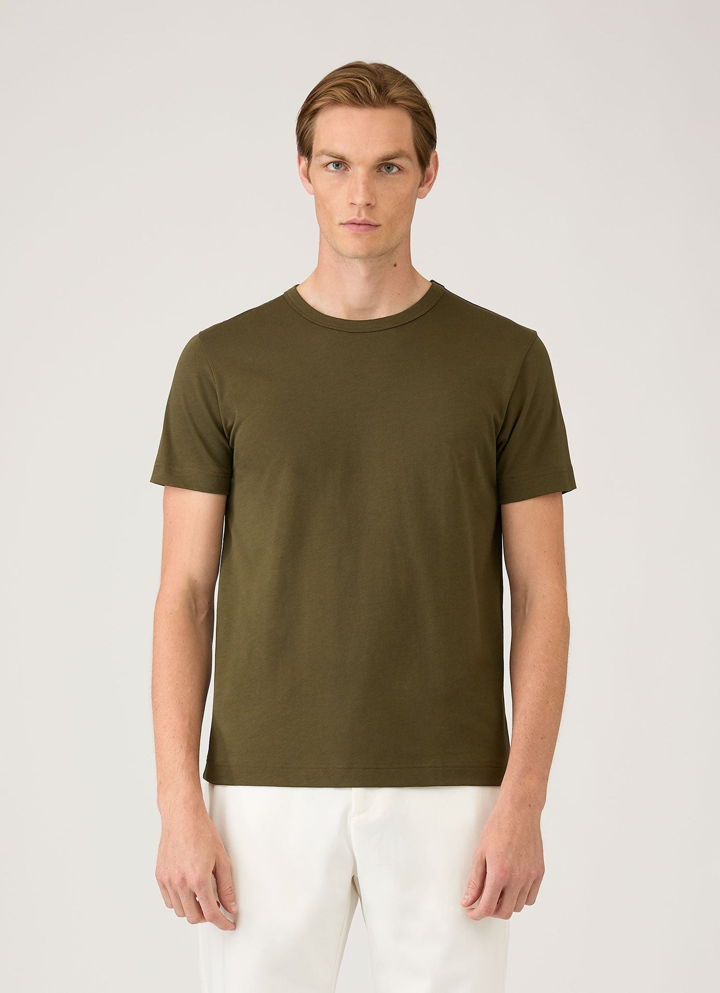 Mens Heavyweight Jersey Tshirt In Deep Olive Mtsh0187 Gniz
