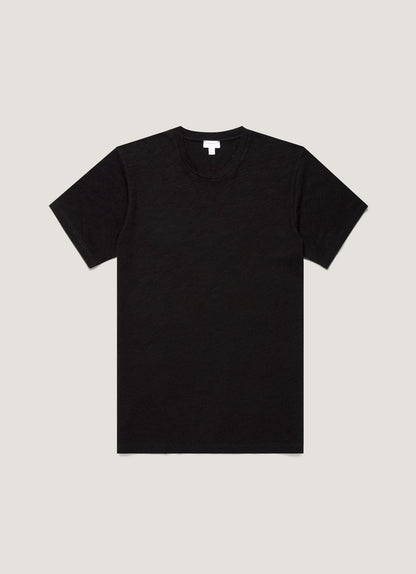 Mens Cotton Linen Tshirt In Black Mtsh0192 Bkaa