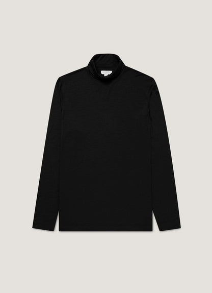 Mens Ultrafine Merino Roll Neck In Black Mtsh0198 Bkaa