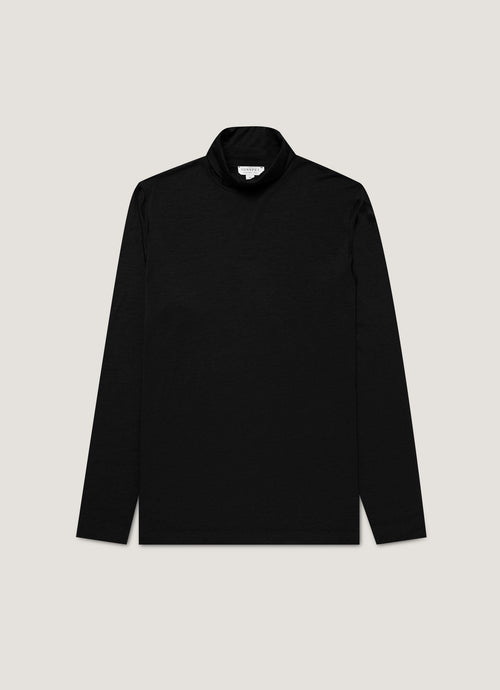 Mens Ultrafine Merino Roll Neck In Black Mtsh0198 Bkaa