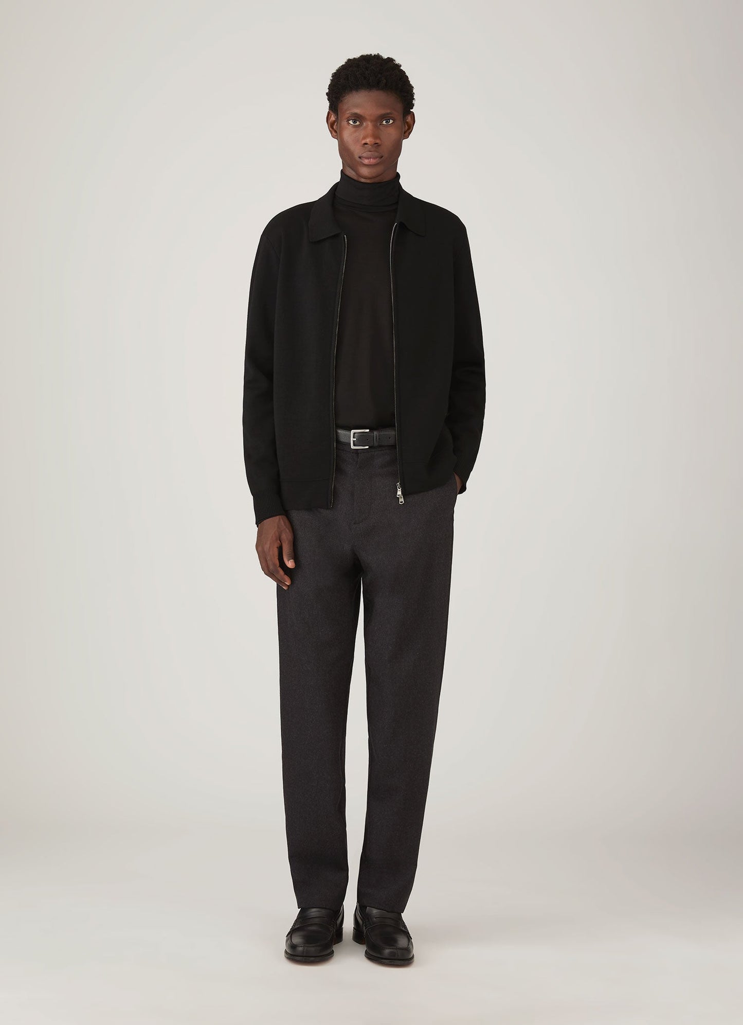 Mens Ultrafine Merino Roll Neck In Black Mtsh0198 Bkaa