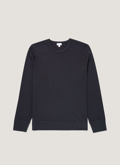 Mens Long Sleeve Cellulock Crew Neck In Navy Mtsh0201 Buaa