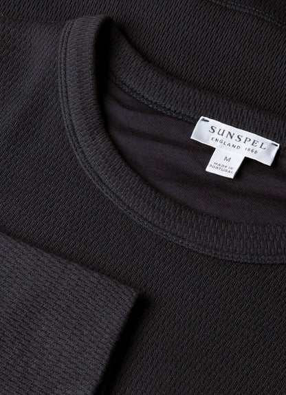 Mens Long Sleeve Cellulock Crew Neck In Navy Mtsh0201 Buaa