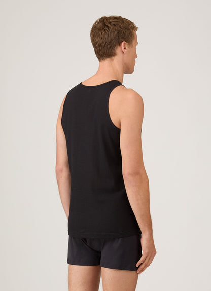 Mens Cellular Cotton Underwear Vest In Black Mves4202 Bkaa