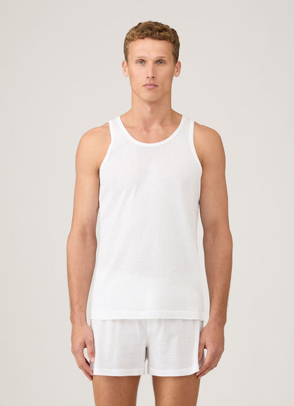 Mens Q14 Cellular Vest White