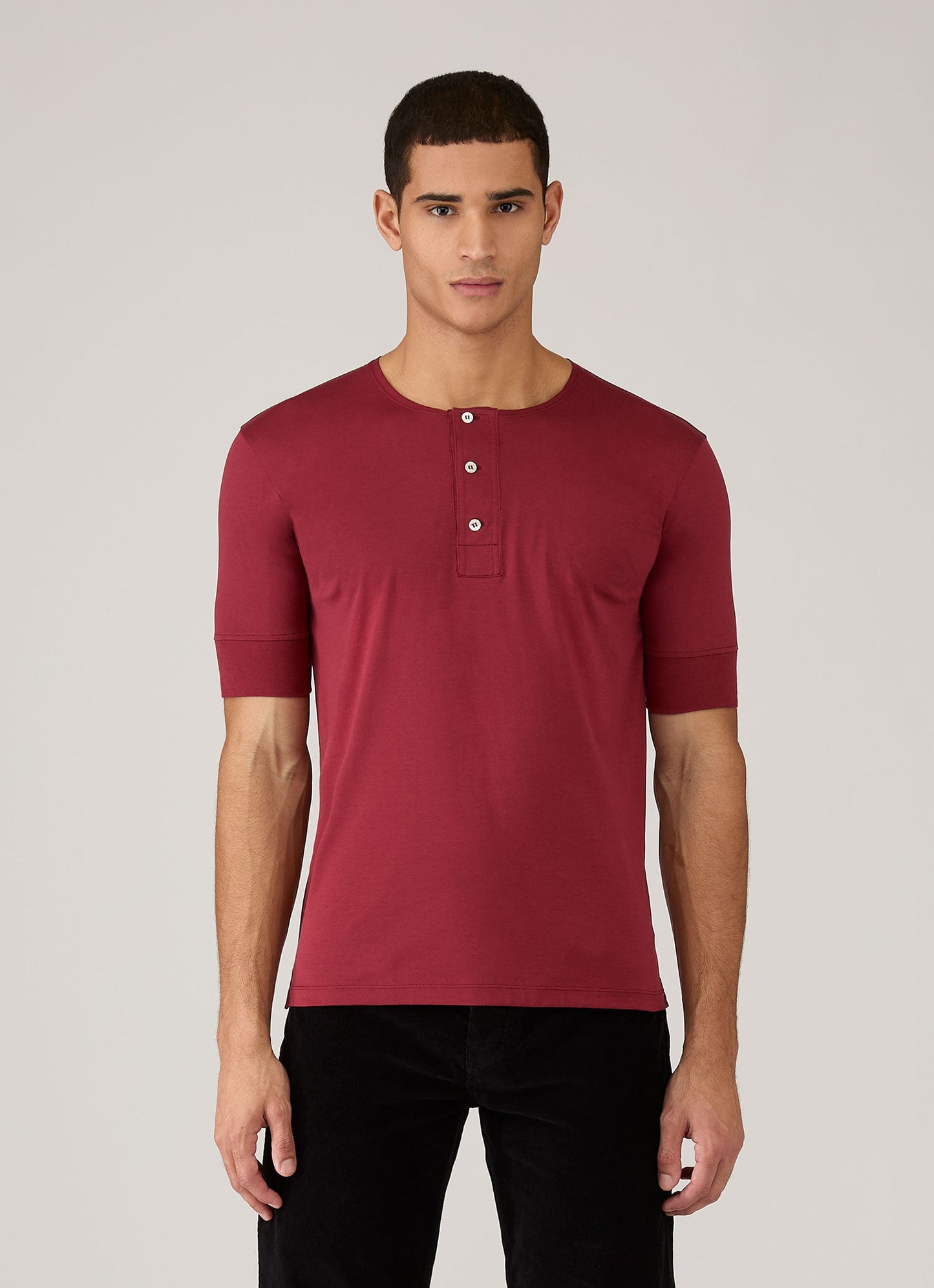 Mens Paul Weller Henley In Dark Cherry Pwmtsh0115 Rdeq