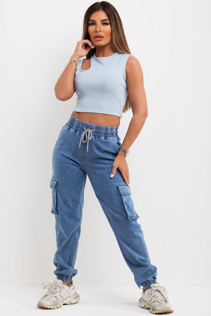 Baby Blue Cut Out Crop Top