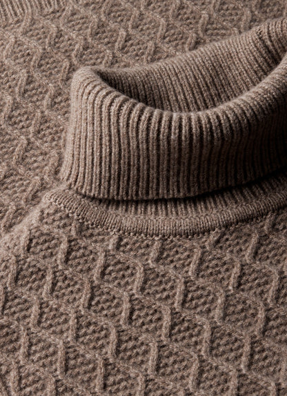 Mens Wm Brown Lambswool Roll Neck In Natural Brown Wbmjum8268 Brea