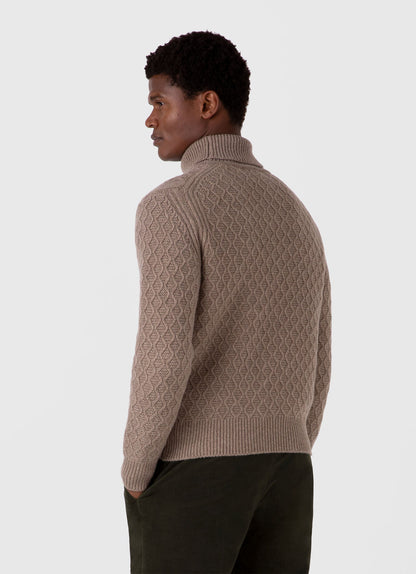 Mens Wm Brown Lambswool Roll Neck In Natural Brown Wbmjum8268 Brea