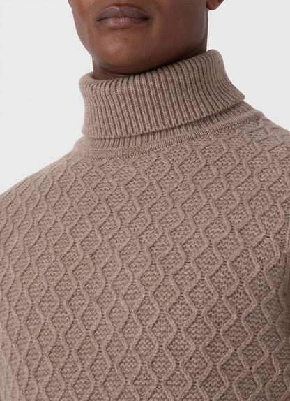 Mens Wm Brown Lambswool Roll Neck In Natural Brown Wbmjum8268 Brea