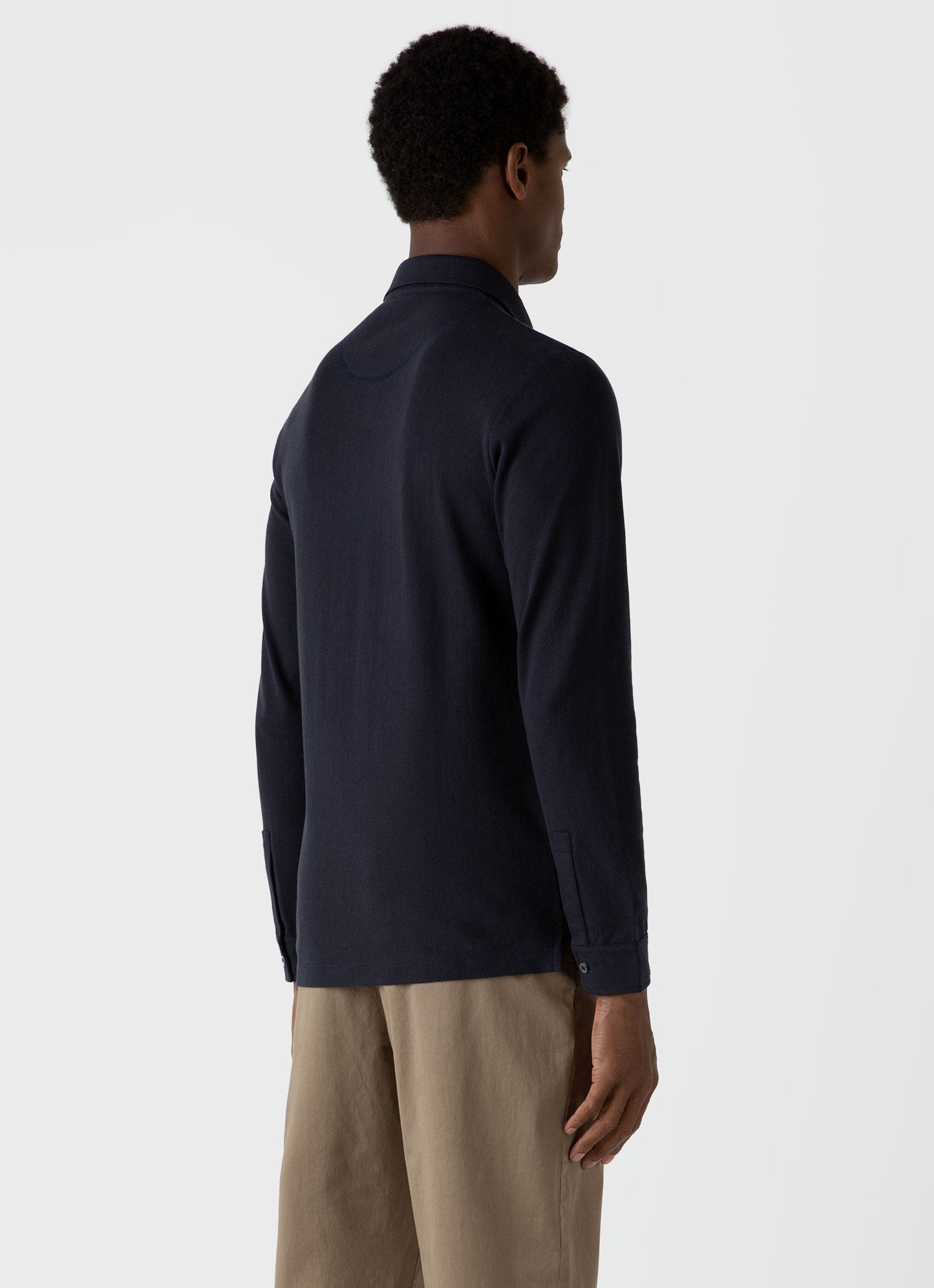 Mens Wm Brown Long Sleeve Polo Shirt In Navy Wbmpol1062 Buaa