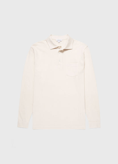 Men's WM Brown Long Sleeve Polo Shirt in Undyed