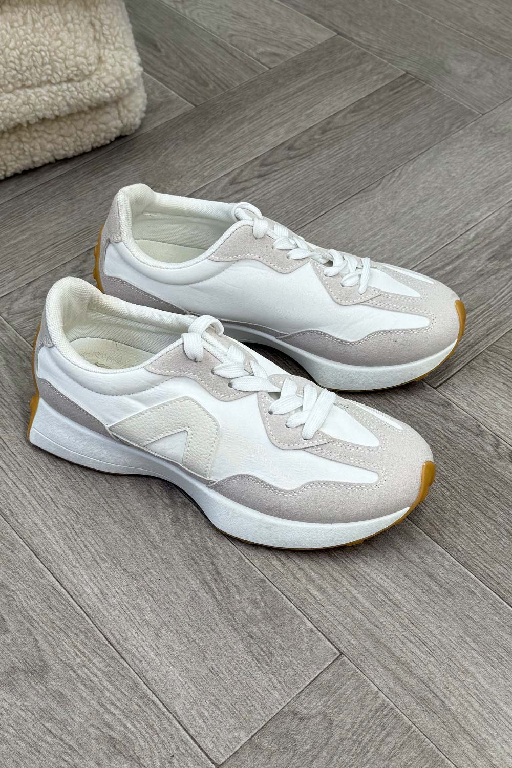Chunky Lace Up Trainers Beige