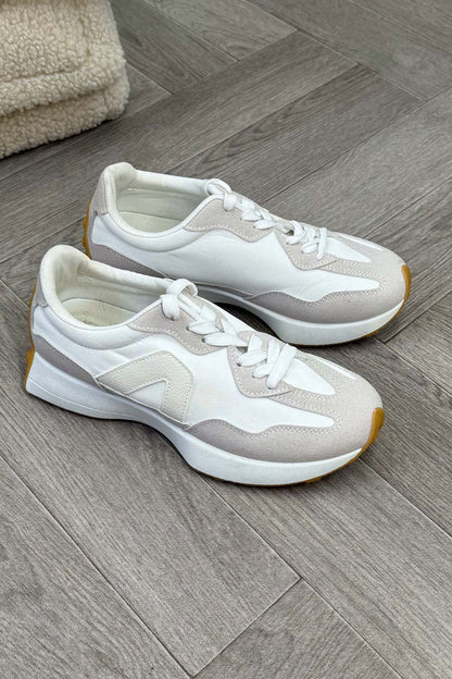 Chunky Lace Up Trainers Beige
