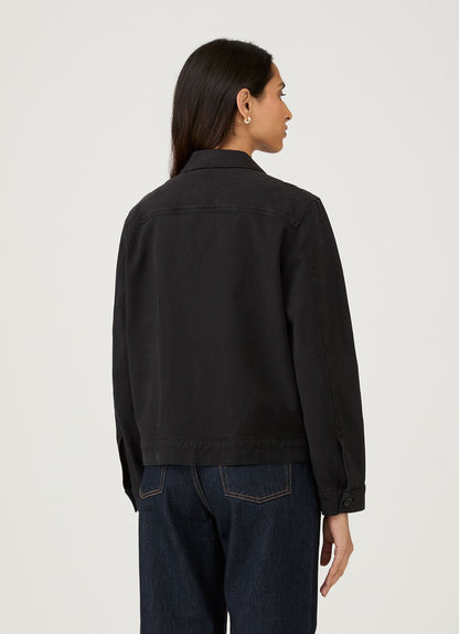 Womens Cotton Drill Chore Jacket In Black