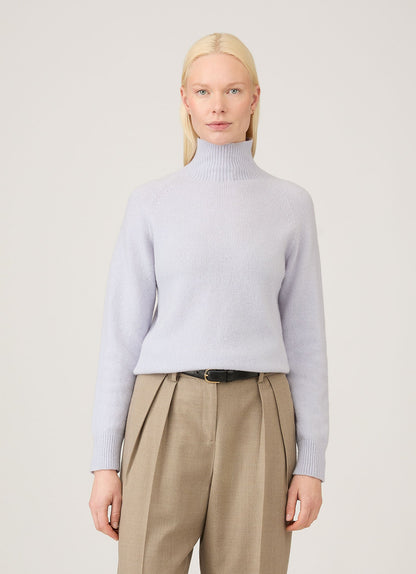 Womens Lambswool Funnel Neck Jumper In Ice Blue Wjum8052 Buge