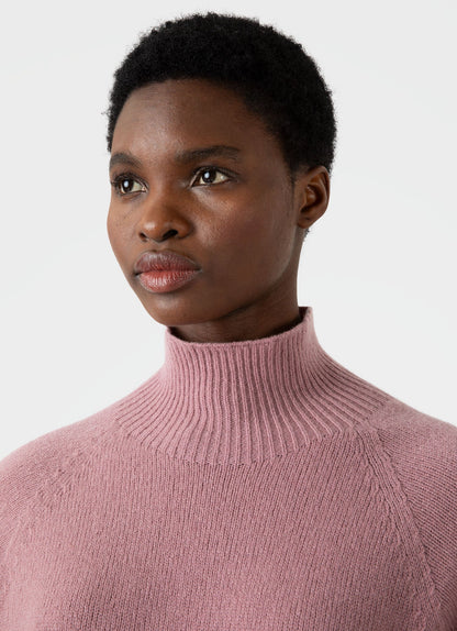 Womens Lambswool Funnel Neck Jumper In Vintage Pink Wjum8052 Pkbh