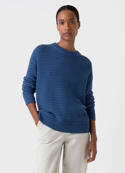 Womens Chunky Textured Jumper In Bluestone Wjum8167 Burv